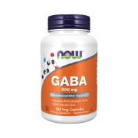 NOW GABA 500mg 100 Veg. Capsules (BOTTLE WITH INDENTS)